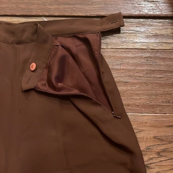 Vintage Ann Taylor 6 High-Rise Brown Silk Tailored Women’s Pants - Picture 5 of 7